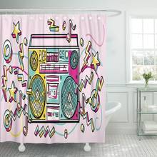 Orange Graffiti Funky Colorful Drawn Boombox Hip Hop Retro Shower Curtain Waterproof Fabric 60 x 72 Inches Set with Hooks 2024 - buy cheap