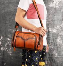 Real Leather Male Design Casual College Shoulder Messenger Crossbody bag Fashion Mochila Satchel School Book Student bag b258-b 2024 - buy cheap