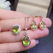 KJJEAXCMY Fine Jewelry Natural Peridot 925 Sterling Silver Women Pendant Necklace Chain Earrings Ring Set Support Test Classic 2024 - buy cheap