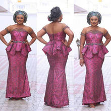 Vestidos de baile nigeriano plus size para as mulheres sereia apliques babados mangas curtas formal jantar à noite aso ebi vestidos longos 2024 - compre barato
