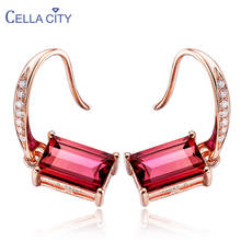 Cellacity-pendientes rectangulares de rubí para mujer, joyería geométrica de plata 925, gemas, gotas para las orejas, elegantes para boda 2024 - compra barato