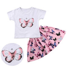 Conjunto de ropa para bebé y niña pequeña, camiseta de manga corta, faldas, trajes de dibujos animados 2024 - compra barato