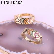 8Pcs New arrived Gold Filled Charm Rings Trendy Pave CZ Colorful Party Open Adjusable Zirconia Rings For Women 2024 - buy cheap