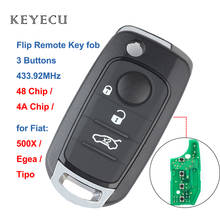 Keyecu Remote Car Key Fob 3 Buttons 433.92Mhz with Megamos AES ID48 / 4A Chip for Fiat 500X Egea Tipo 2016 2017 2018 2024 - buy cheap