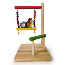 Деревянный подвесной качающийся колокол игрушка жердочка для птицы стенд бар бусины Pet декор для клетки 2024 - купить недорого