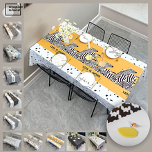 Toalha de mesa retangular impermeável da toalha de mesa da mancha oilcloth amarelo toalha de mesa do pvc pano de mesa plastificado para a tabela 2024 - compre barato