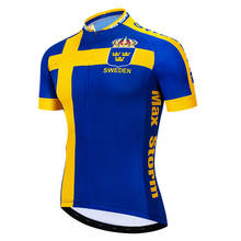 2020 New Team Sweden Cycling Jersey Customized Road Mountain Race Top bike jersey max storm 2024 - buy cheap