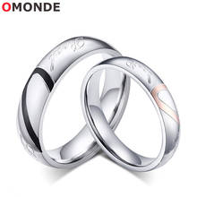 Кольца для пар в форме сердца из нержавеющей стали, серебряный цвет, милые романтические ювелирные изделия для влюбленных, обручальные кольца для мужчин и женщин 2024 - купить недорого