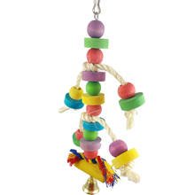 1Pcs Parrot Bird toy Wooden Cotton Rope Chewing toy Bite Hanging Swing Colorful toys For Parrot Bird Cage Accessories Supplies 2024 - buy cheap