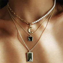 Простая квадратная полумесяц Подвеска для золотой цепочки ожерелье модные ожерелья для женщин 2020 массивные ювелирные изделия Жемчужное многослойное ожерелье 2024 - купить недорого