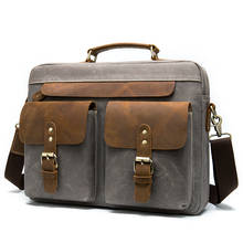 Mens Messenger Bag 15.6 Inch Waterproof Vintage Leather Canvas Business Briefcase Large Satchel Shoulder Bag Male Laptop Handbag 2024 - buy cheap