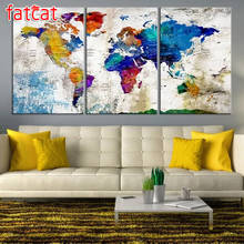 FATCAT Color abstract map 5d diy diamond painting full square round drill mosaic embroidery sale triptych home decoration AE494 2024 - buy cheap