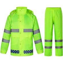 Men Waterproof Jacket Reflective Raincoat Rain Pants Suit Safety Overalls Clothing Traffic Outdoor Riding Warning Split Raincoat 2024 - compre barato