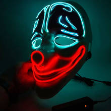 Máscara de Halloween con luz LED, máscara de alambre de payaso aterrador para Festival, Fiesta, Cosplay, disfraz, LBV 2024 - compra barato