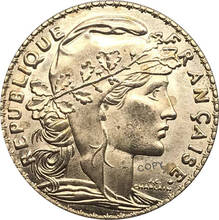 Aliexpress Francia-moneda de copia de Metal, oro 1909, oro 1912, Marianne Rooster, latón 2024 - compra barato