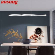 Aosong-luminária pendente com controle remoto, lâmpada moderna, decoração para casa, sala de jantar, restaurante, 220v, 110v 2024 - compre barato