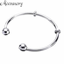 Moonmory-pulsera de plata de ley 925 para mujer, brazalete abierto, abalorios, cuentas, joyería, marcado, Bola de rosca 2024 - compra barato