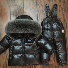 Children's Down Set Natural Fox Fur Collar 2-Piece Baby Boys Girls Warm Thick Down Ski Suit 2024 - buy cheap