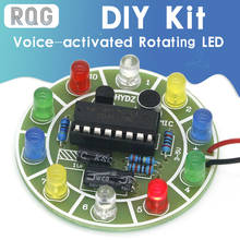 Placa de circuito de luz led giratória, kit diy de peças de produção de placa de circuito com ativação por voz e som colorido, divertida, 4017 2024 - compre barato