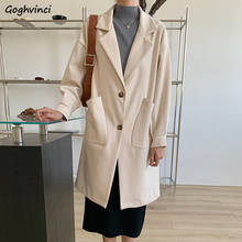 Casaco feminino médio longo de lã, combinação com decote virado com bolsos, cintura larga, estilo britânico 2024 - compre barato