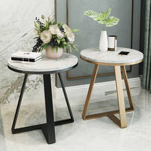 Mesa lateral de mármore nórdico, mesa de centro redonda e moderna, para sala de estar, centro em ferro 2024 - compre barato