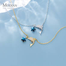 Modian Clear CZ Marine Life Dolphins 925 Sterling Silver Pendant Necklace for Women Sweet Cute Star Pendant Fashion Fine Jewelry 2024 - buy cheap