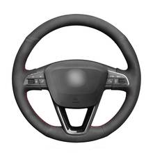 Hand-stitched Black Suede Car Steering Wheel Cover for Seat Leon Ibiza 6J 2016-2019 Arona Alhambra 5F Mk3 2013-2018 2024 - buy cheap