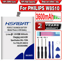 Hsabat bateria ab3300awmc para philips w8510, bateria de 3600mah, versão b ab3300awmc, carne w8510 2024 - compre barato