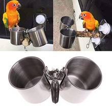 Alimentador de Metal para aves y loros, cuenco de alimentación de agua y comida, dispensador de vasos con Clip, suministros para mascotas, bebedero para loros 2024 - compra barato