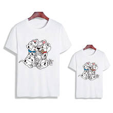 Cartoon Dalmatian 101 Woman T-shirt Mom and Daughter Matching Clothes Aesthetics Kids Tops Cute Girls Boys Tee shirt Family Look 2024 - buy cheap