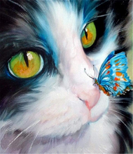 DIY 40X50 Oil Painting By Numbers Blue butterfly and cat paint by numbers On Canvas Home Decor Digital Painting chrismas 2024 - buy cheap