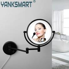 YANKSMART matte black mirror led bathroom wall mounted foldable easy to use Vanity Mirror Rotated stainless steel mirrors 2024 - buy cheap