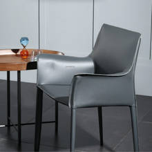 Silla de comedor de cuero minimalista y moderna, sillón con respaldo ligero de lujo, ideal para cafetería, té, oficina y ocio 2024 - compra barato