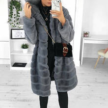 Thick Hooded Warm Faux Fur Coat Long Sleeve Furry Long Jacket Winter Fashion Women Faux Fur Coat Outerwear Overcoat Plus Size 2024 - buy cheap