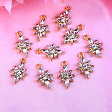 10Pcs/Set Shining Rhinestone Flower Charms Gold Color Alloy Flower Jewelry Accessories for Making DIY Earrings Pendant Necklaces 2024 - buy cheap
