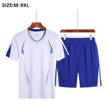 Conjunto de camiseta e bermuda masculina para corrida, secagem rápida, tamanho grande 6xl 7xl 8xl 9xl, para meninos, 2 peças 2024 - compre barato