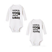 I listen to Metal with my Mommy and Daddy Baby Bodysuit Cotton Infant Body Long Sleeve Jumpsuit Baby Boy Girl Outfits Clothes 2024 - buy cheap