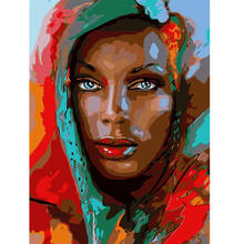 Tintas por números feminino africano pintura personalizada pintura a óleo faça você mesmo desenho pintura em tela pintura de arte decoração para casa 2024 - compre barato