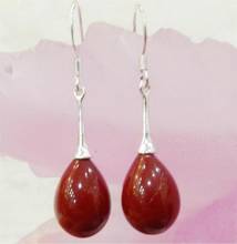 Free Shipping  TEARDROP RED CORAL DANGLE EARRINGS JEWELRY 925 2024 - buy cheap