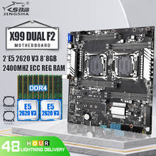 JINGSHA-Conjunto de placa base X99 Dual F2 CPU Socket LGA 2011-3 con 2 * E5 2620 V3 y 8*8GB DDR4 2400MHZ ECC REG RAM 10 * SATA 3,0 2024 - compra barato