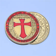Newest Knight Templar Coin, Russia Red Templar knight Coin Design 24K Gold Plated Souvenir Round Coins 2024 - buy cheap