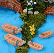 1Pc Mini Resin Ship Boat Miniature Decoration Micro Landscape Moss Terrarium Bonsai Figurines Dollhouse Gift Home Decor 2024 - buy cheap