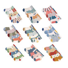 Calcetines de algodón con dibujos de animales para niños y niñas, calcetín multicolor para estudiantes, 5 pares, otoño, invierno y primavera 2024 - compra barato
