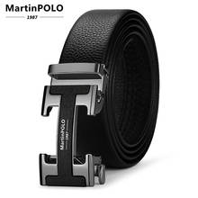 Мужские ремни MartinPOLO, роскошный кожаный ремень с автоматической пряжкой черного цвета для мужчин, дизайнерский брендовый ремень высокого качества, MP02801P 2024 - купить недорого