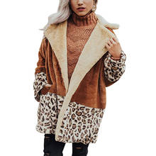 Hirigin Women Leopard Patchwork Teddy Coat Autumn Fluffy Plush Winter Faux Fur Jacket Coat Lady Plus Size Long Overcoat Cardigan 2024 - buy cheap