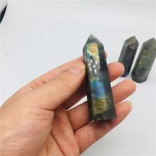 MOKAGY 1PC 50mm-60mm Natural Labradorite Hexagonal Column Crystal Point Mineral Ornament Healing Wand Home Decor 2024 - buy cheap