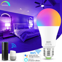 Wi-Fi, многоцветный умный светодиодный светильник лампы E27/B22 AC85-265V диммируемая цветная (RGB) Светодиодная лампа работа с Alexa Echo Google домашний помощник 2024 - купить недорого