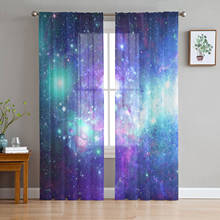 Starry Sky Universe Stars Tulle Curtains for Living Room Decoration Modern Chiffon Sheer Voile Kitchen Bedroom Window Curtain 2024 - buy cheap