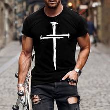 2021 Men's Jesus Christ Cross 3d Printing Summer Casual Wear Fashion Short Sleeve Oversized Crew Neck T-shirt And Top 130-6xl 2024 - купить недорого