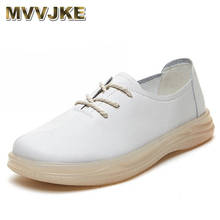 MVVJKE-mocasines Retro de cuero genuino para mujer, zapatos planos de estilo Retro, de oficina y carrera, con cordones 2024 - compra barato